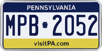 PA license plate MPB2052