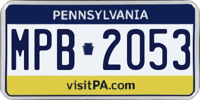 PA license plate MPB2053