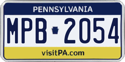 PA license plate MPB2054