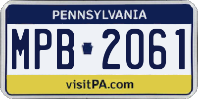 PA license plate MPB2061
