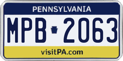 PA license plate MPB2063