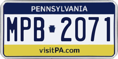 PA license plate MPB2071