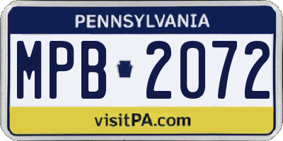 PA license plate MPB2072