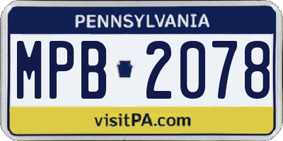 PA license plate MPB2078