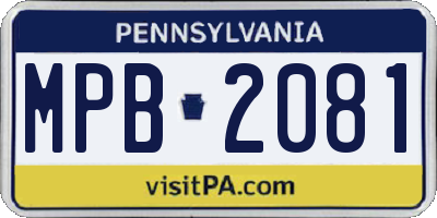 PA license plate MPB2081