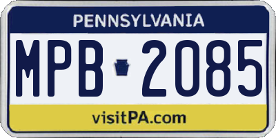 PA license plate MPB2085