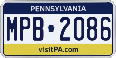 PA license plate MPB2086