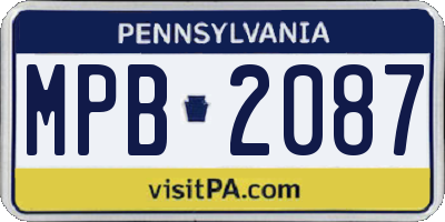 PA license plate MPB2087