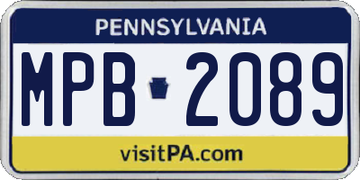 PA license plate MPB2089