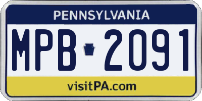 PA license plate MPB2091