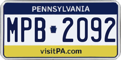 PA license plate MPB2092