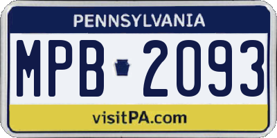 PA license plate MPB2093