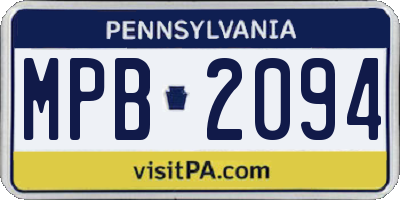 PA license plate MPB2094