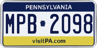 PA license plate MPB2098
