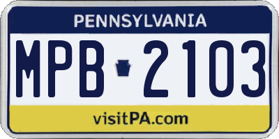 PA license plate MPB2103