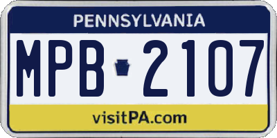PA license plate MPB2107