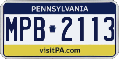 PA license plate MPB2113