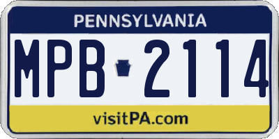 PA license plate MPB2114