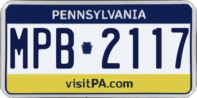 PA license plate MPB2117