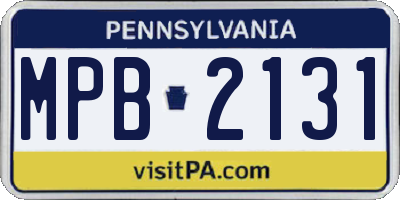 PA license plate MPB2131
