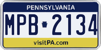 PA license plate MPB2134