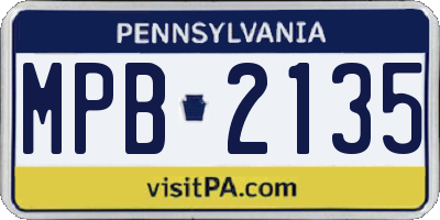 PA license plate MPB2135