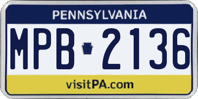 PA license plate MPB2136