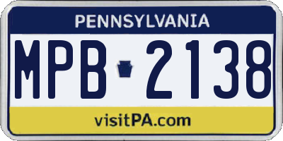 PA license plate MPB2138