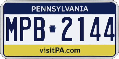 PA license plate MPB2144