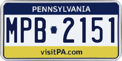PA license plate MPB2151