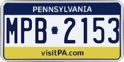 PA license plate MPB2153
