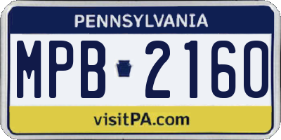 PA license plate MPB2160