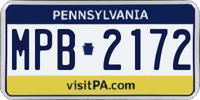PA license plate MPB2172