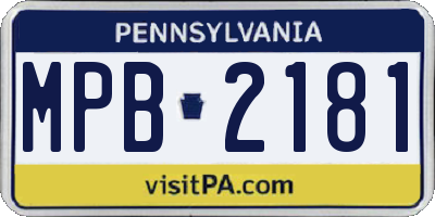 PA license plate MPB2181