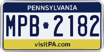 PA license plate MPB2182