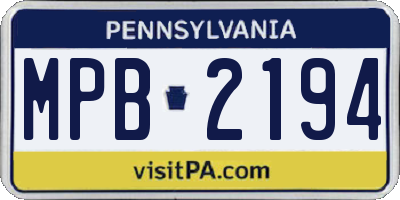 PA license plate MPB2194