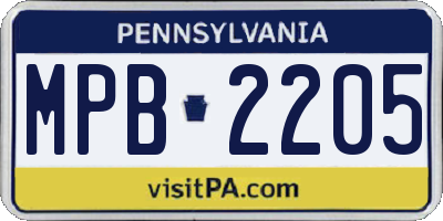 PA license plate MPB2205
