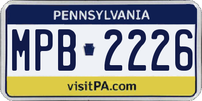 PA license plate MPB2226