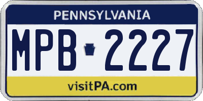 PA license plate MPB2227