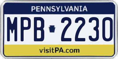 PA license plate MPB2230