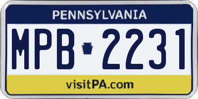 PA license plate MPB2231