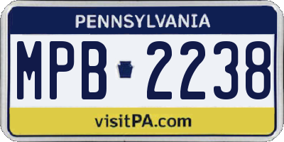 PA license plate MPB2238
