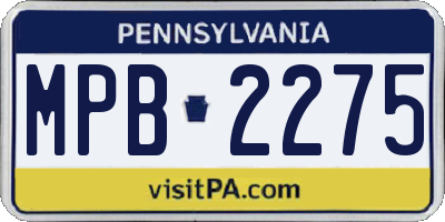 PA license plate MPB2275