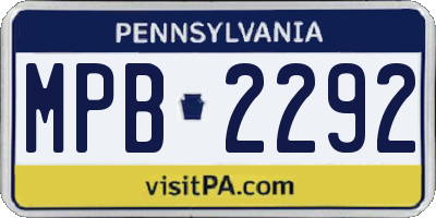 PA license plate MPB2292