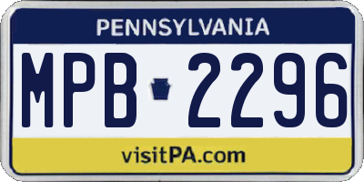 PA license plate MPB2296