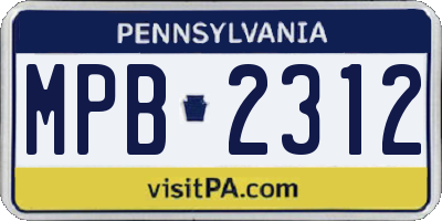 PA license plate MPB2312