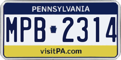 PA license plate MPB2314