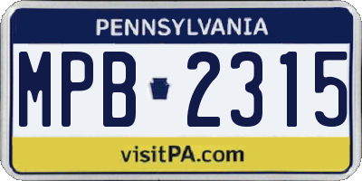 PA license plate MPB2315