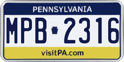 PA license plate MPB2316