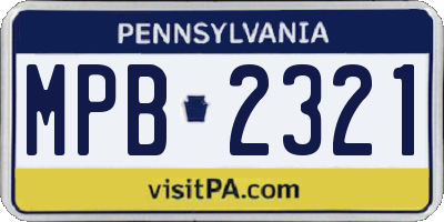 PA license plate MPB2321